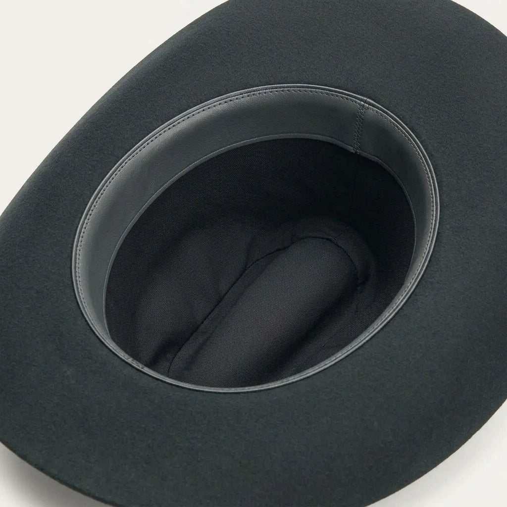 Unisex Black Wool Felt Cowboy Hat with Silver Charm Accent