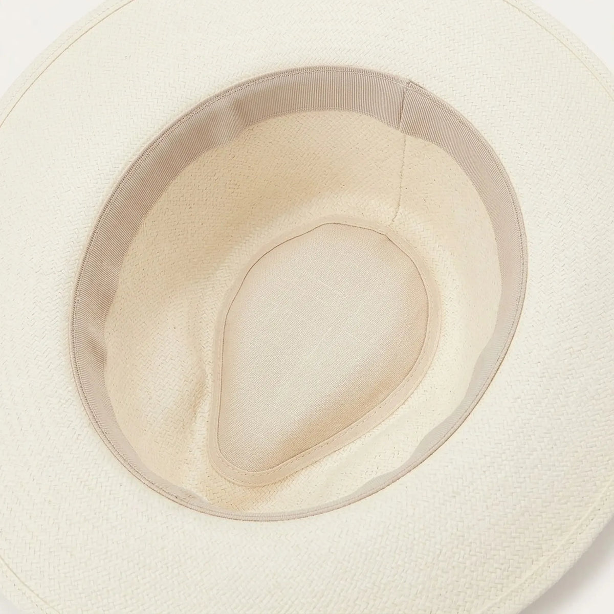Cream Straw Fedora Hat with Tonal Grosgrain Band and Curved Brim