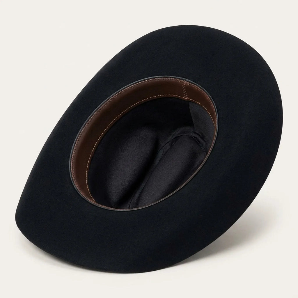 Black Felt Cowboy Hat with Cattleman Crease and Upturned Brim
