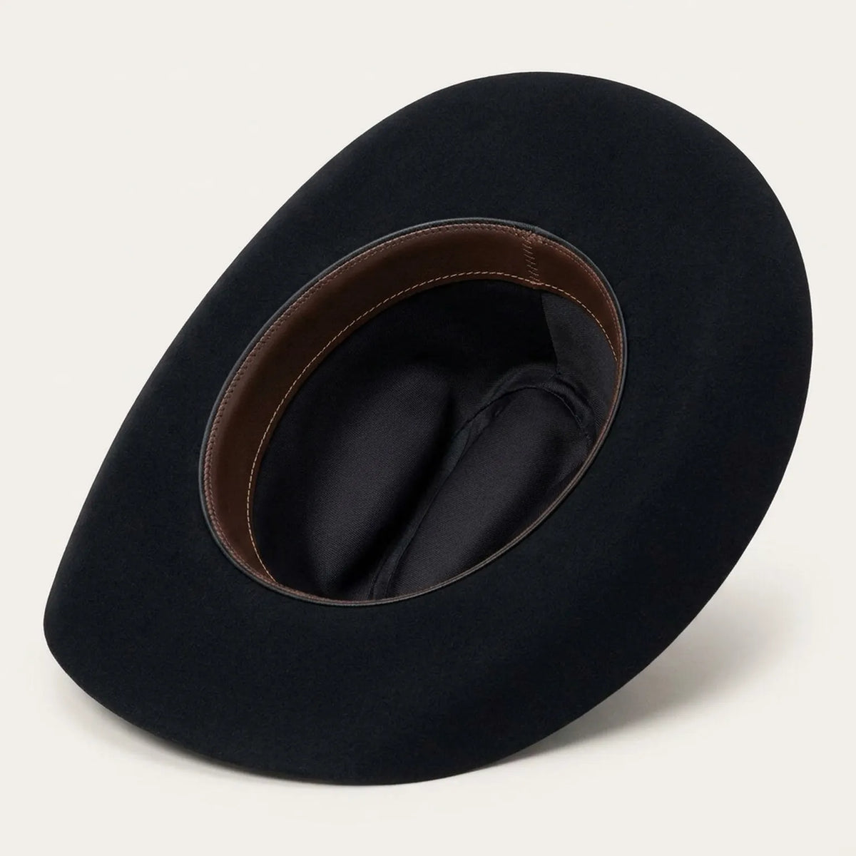 Black Felt Cowboy Hat with Cattleman Crease and Upturned Brim