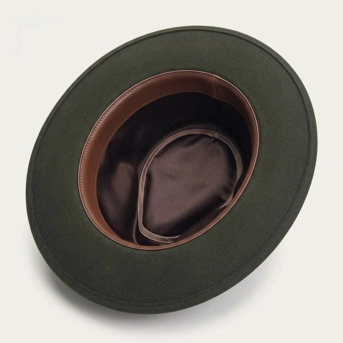 Olive Wool Felt Fedora Hat with Feather Print Band, Outdoor Classic