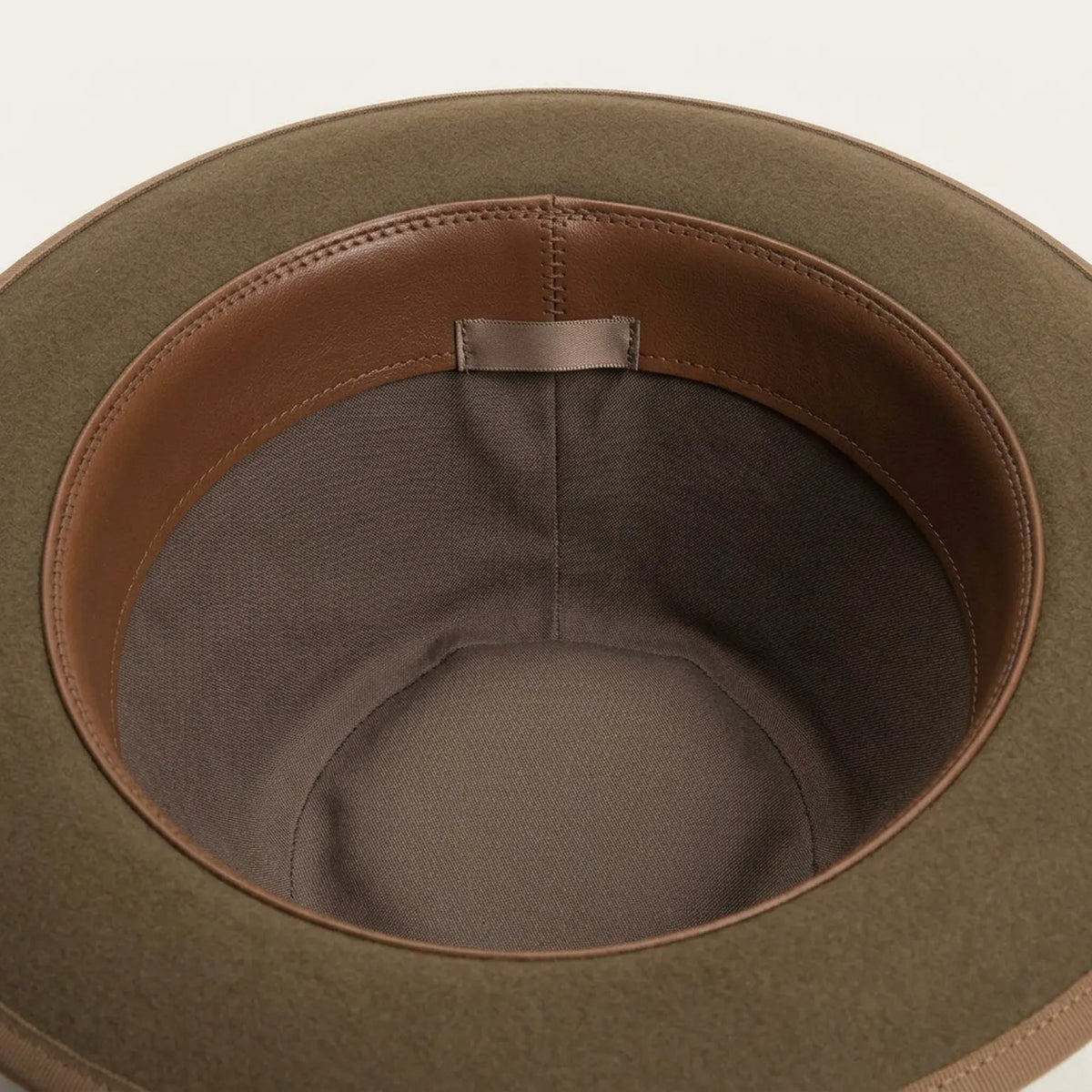 Olive Green Fedora With Dark Band and Feather Accent