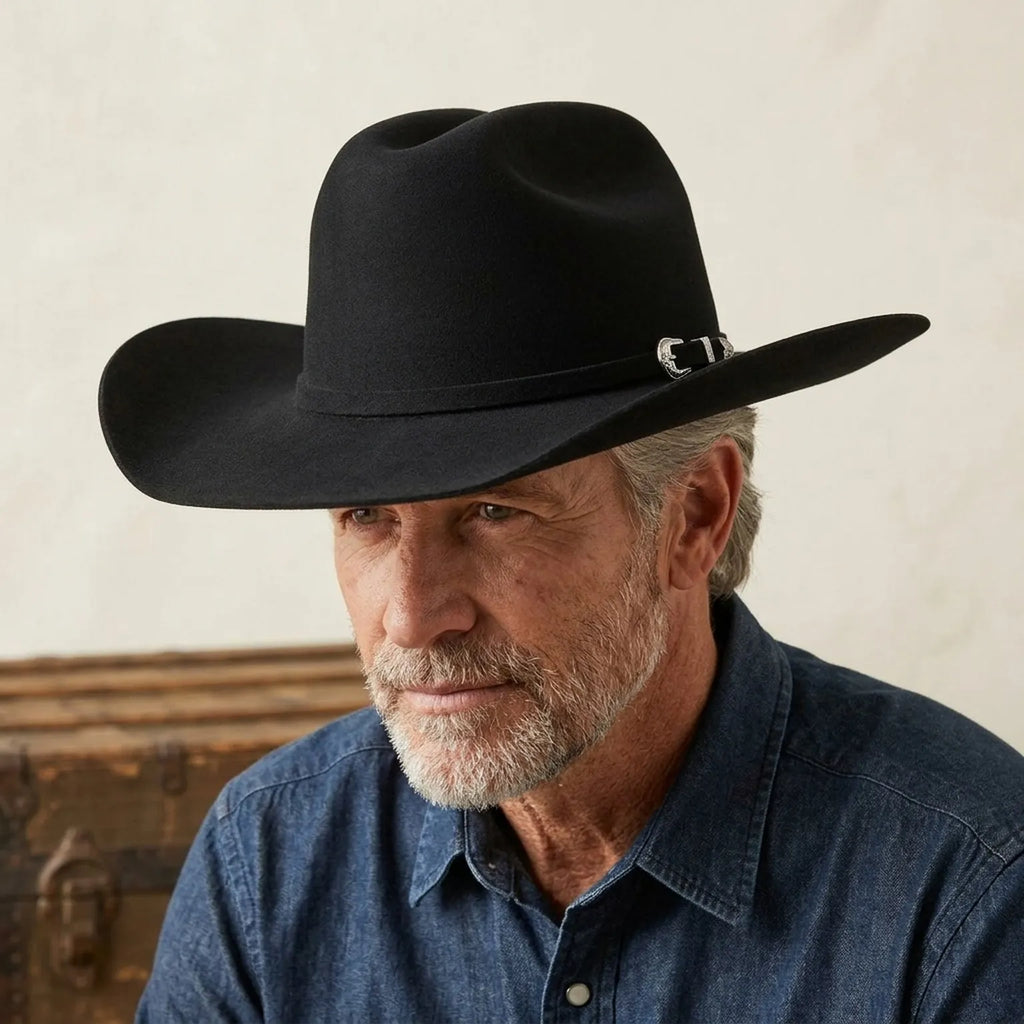 Black Cowboy Hat With Sleek Crown and Classic Band