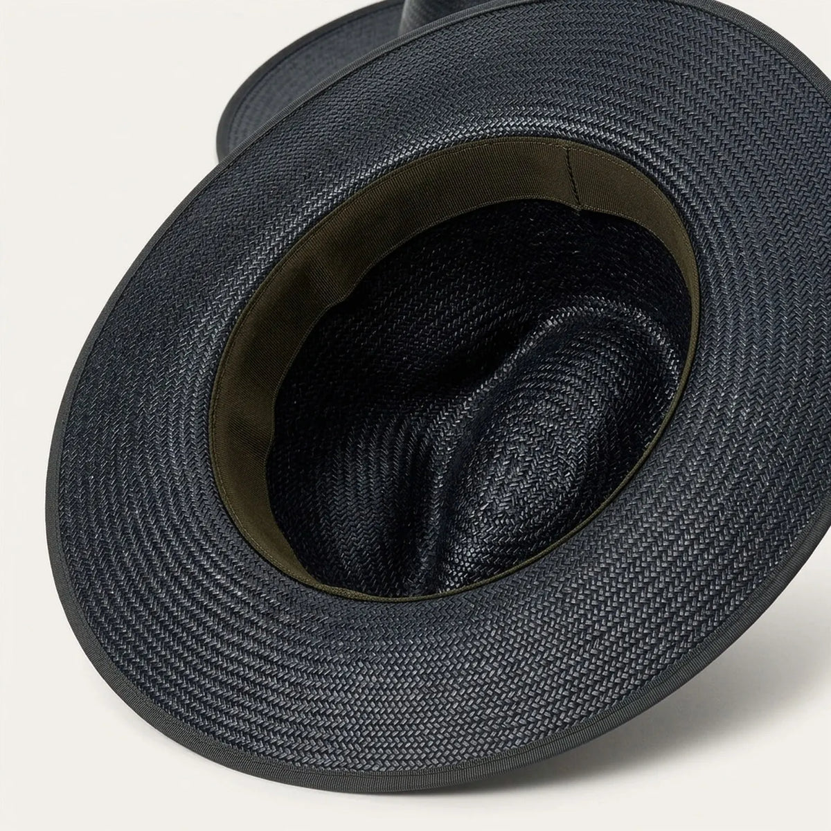 Black Woven Straw Fedora Hat with Ribbon Band for Summer