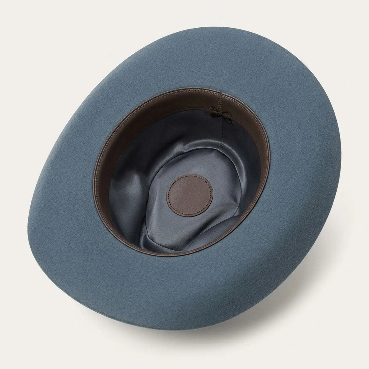Unisex Blue Gray Wool Felt Cowboy Hat with Ribbon Trim