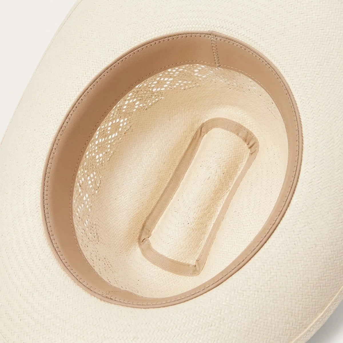 Cream Straw Cowboy Hat with Vented Openwork Crown Detail