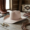 Blush Felt Western Hat With Minimal Ribbon Band