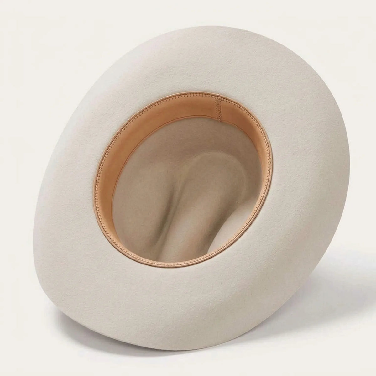 Cream White Felt Cowboy Hat with Thin Band and Gold Buckle