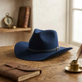 Navy Wool Felt Cowboy Hat with Braided Band and Brim