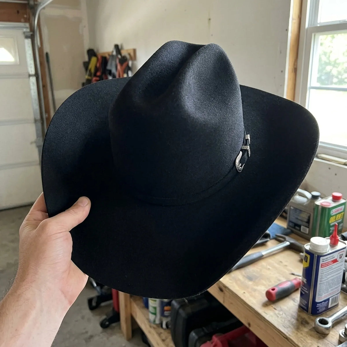 Black Felt Cowboy Hat With Simple Crown and Band