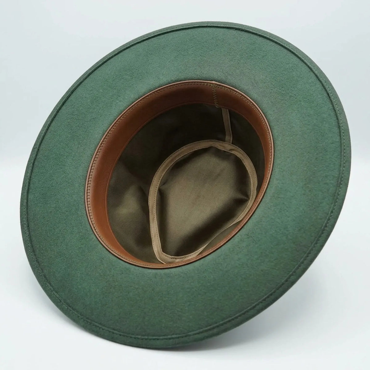 Vintage Green Velvet Wide Brim Fedora Feather Brass Medallion