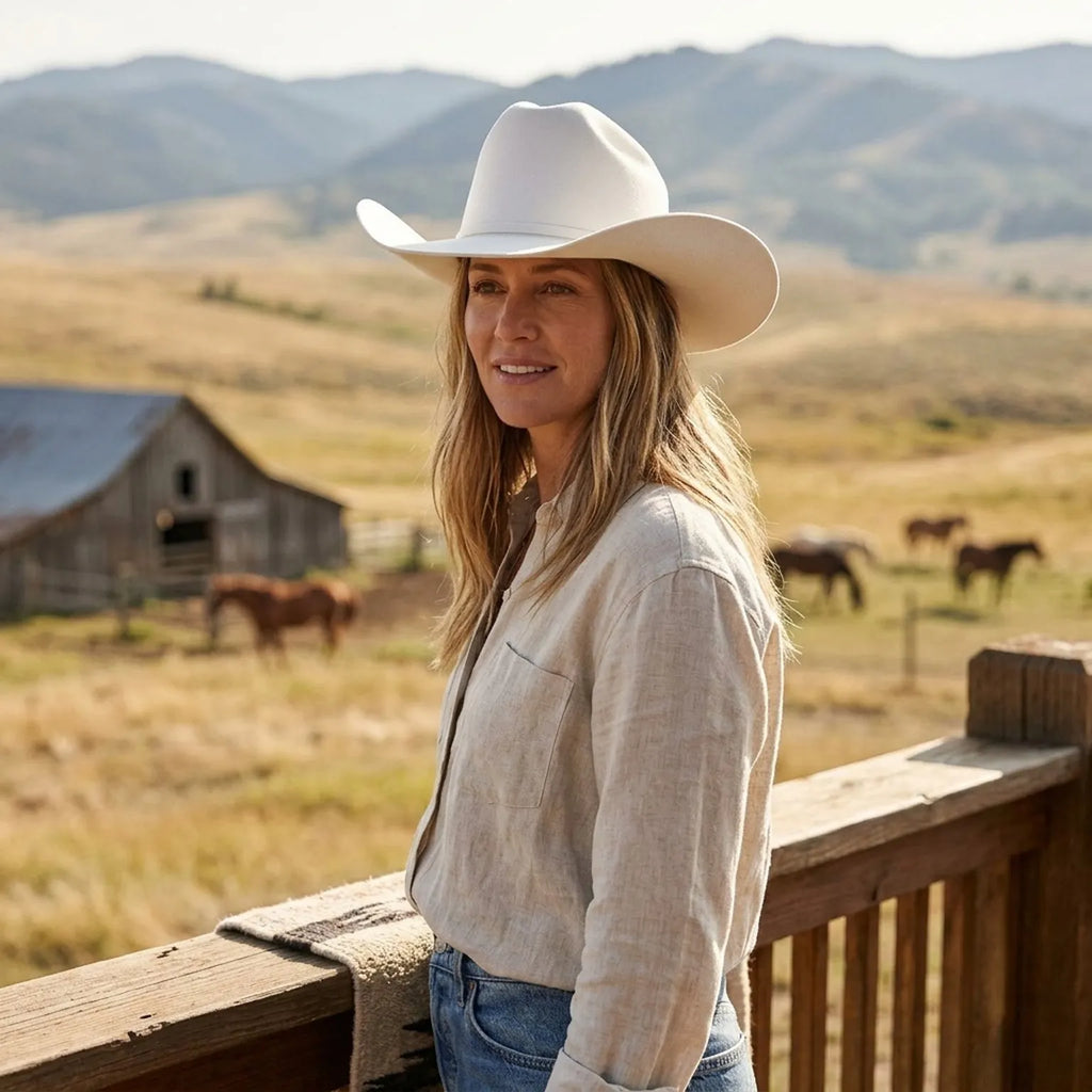 Unisex White Wool Felt Cowboy Hat for Festival Western Looks