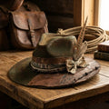 Olive Patchwork Fedora with Barbed Wire and Paisley Band