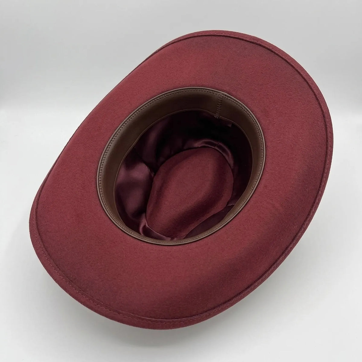 Burgundy Leopard Print Western Hat with Braided Brim Edge