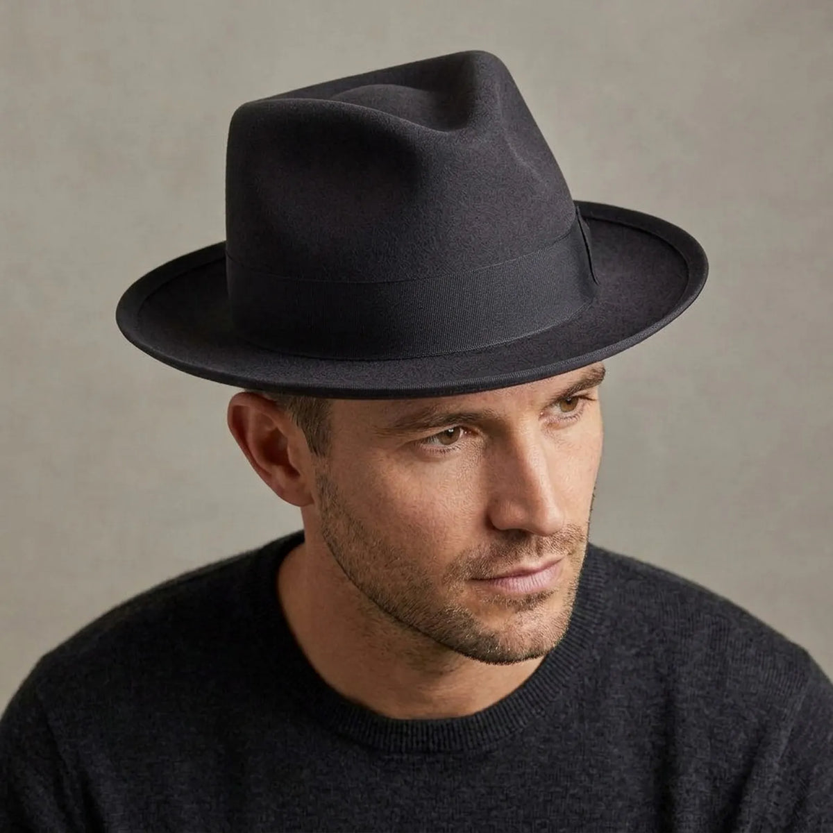 Classic Charcoal Wool Felt Fedora Hat for Everyday Look