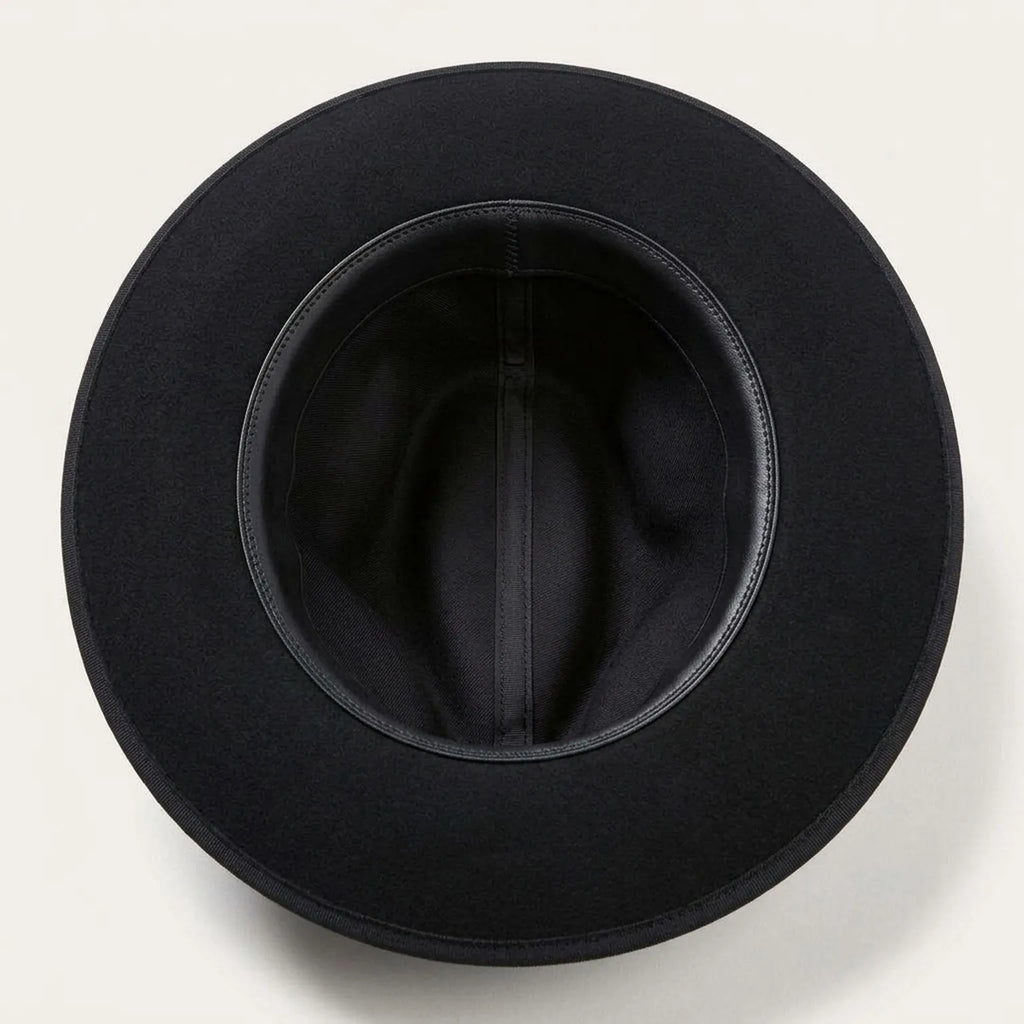 Unisex Black Wool Felt Fedora Hat with Ribbon Trim