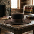 Dark Brown Wool Felt Wide Brim Fedora with Bow Grosgrain Band
