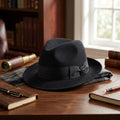 Black Wool Felt Fedora with Grosgrain Band and Bow Detail