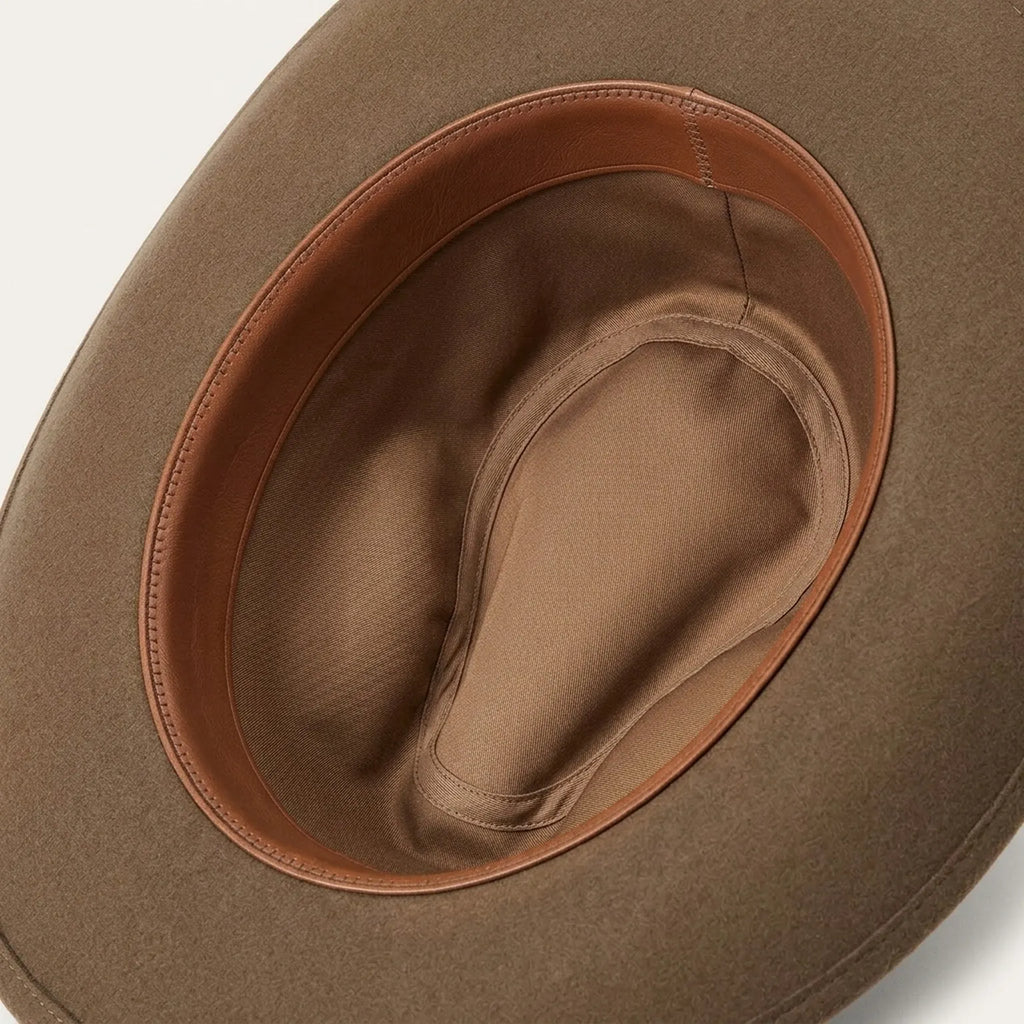 Tan Felt Western Hat with Curled Brim and Grosgrain Band