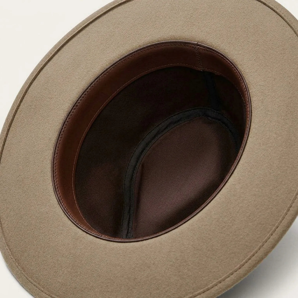 Unisex Beige Wool Felt Western Hat with Braided Leather Band