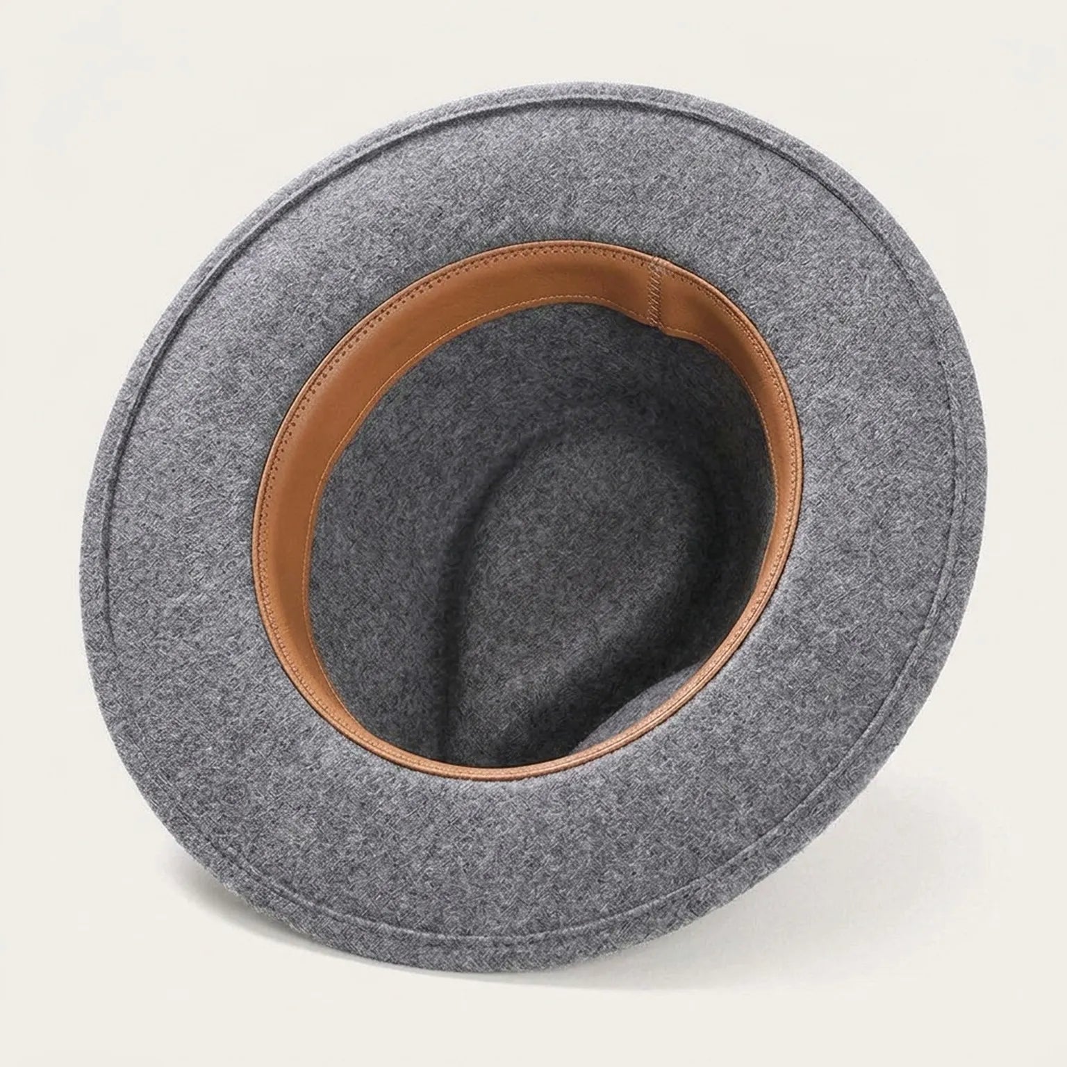 Light Gray Wool Felt Fedora with Black Band, Soft Teardrop Crown