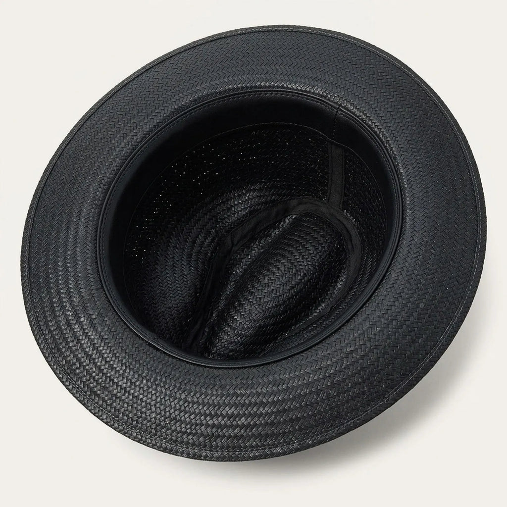 Black Straw Fedora with Ribbon Band for Summer Evening Style