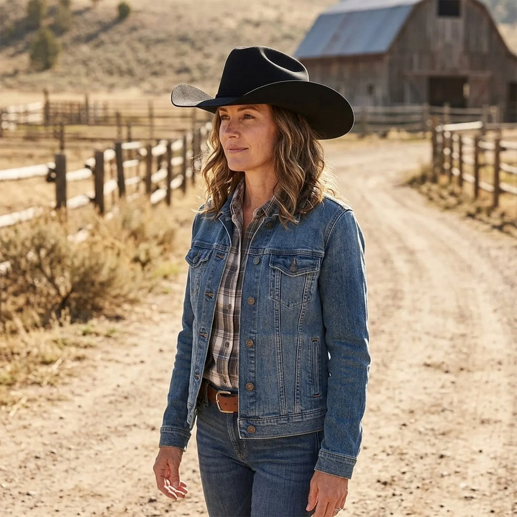 Black Wool Felt Cowboy Hat with Silver Concho Accent Band