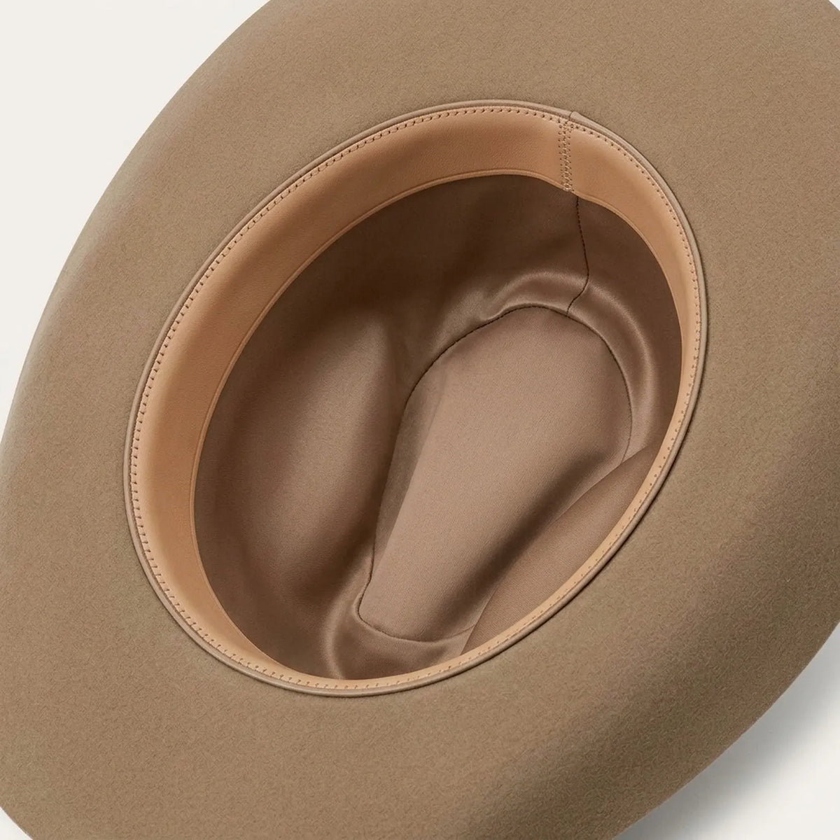 Tan Camel Wool Felt Cowboy Hat with Classic Crease Crown