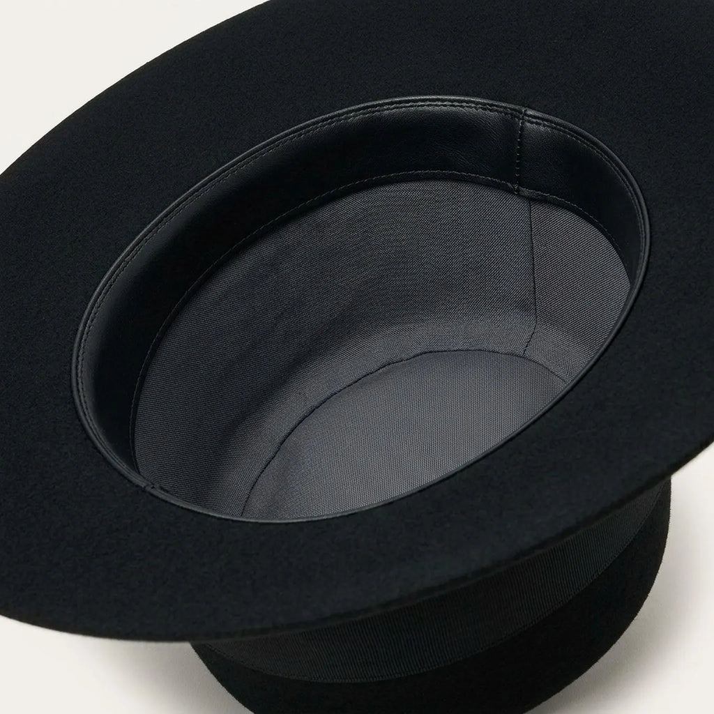 Unisex Black Wool Felt Wide Brim Hat with Minimalist Band