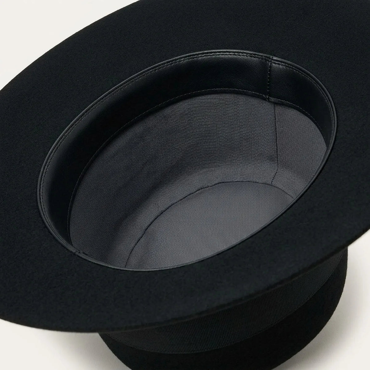 Unisex Black Wool Felt Wide Brim Hat with Minimalist Band