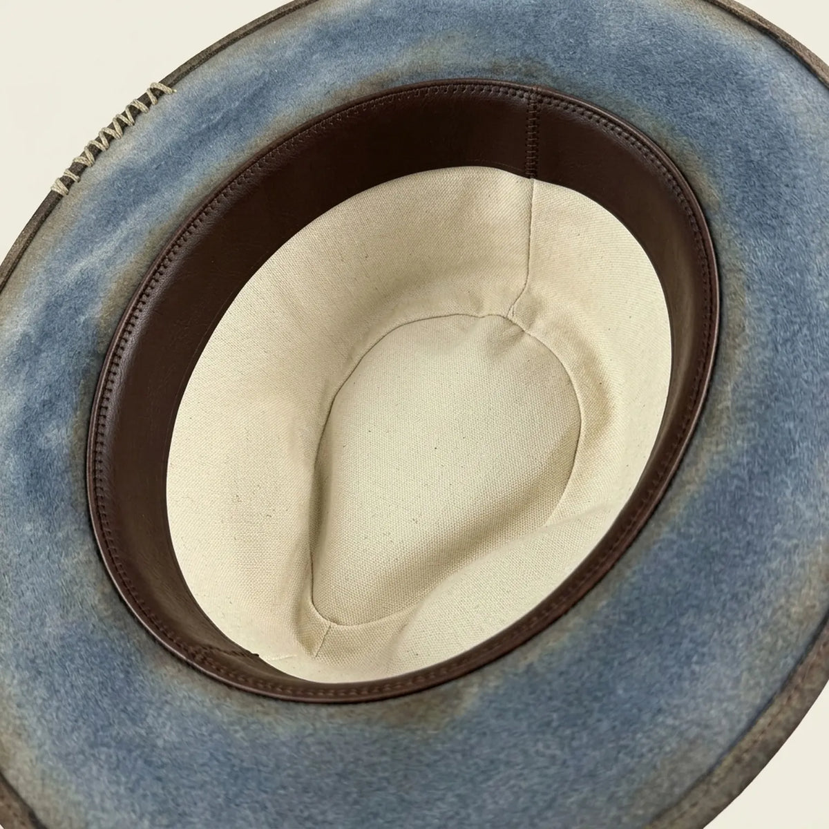 Distressed Grey Felt Fedora with Orange Patterned Band