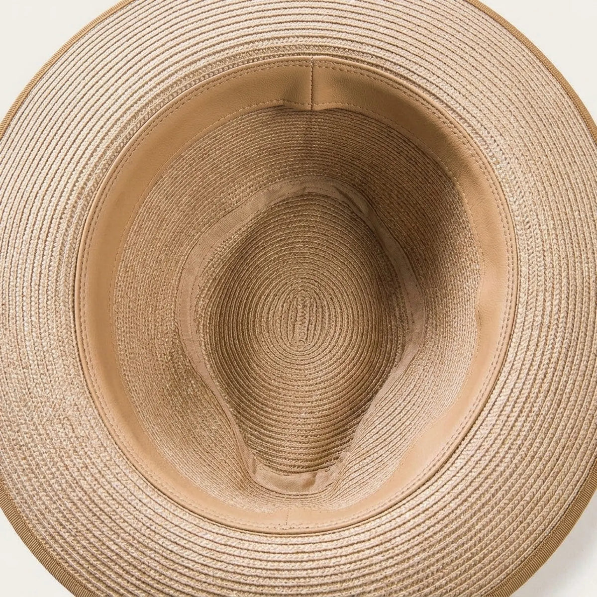 Tan Straw Fedora Hat with Brown Grosgrain Ribbon Band and Bow