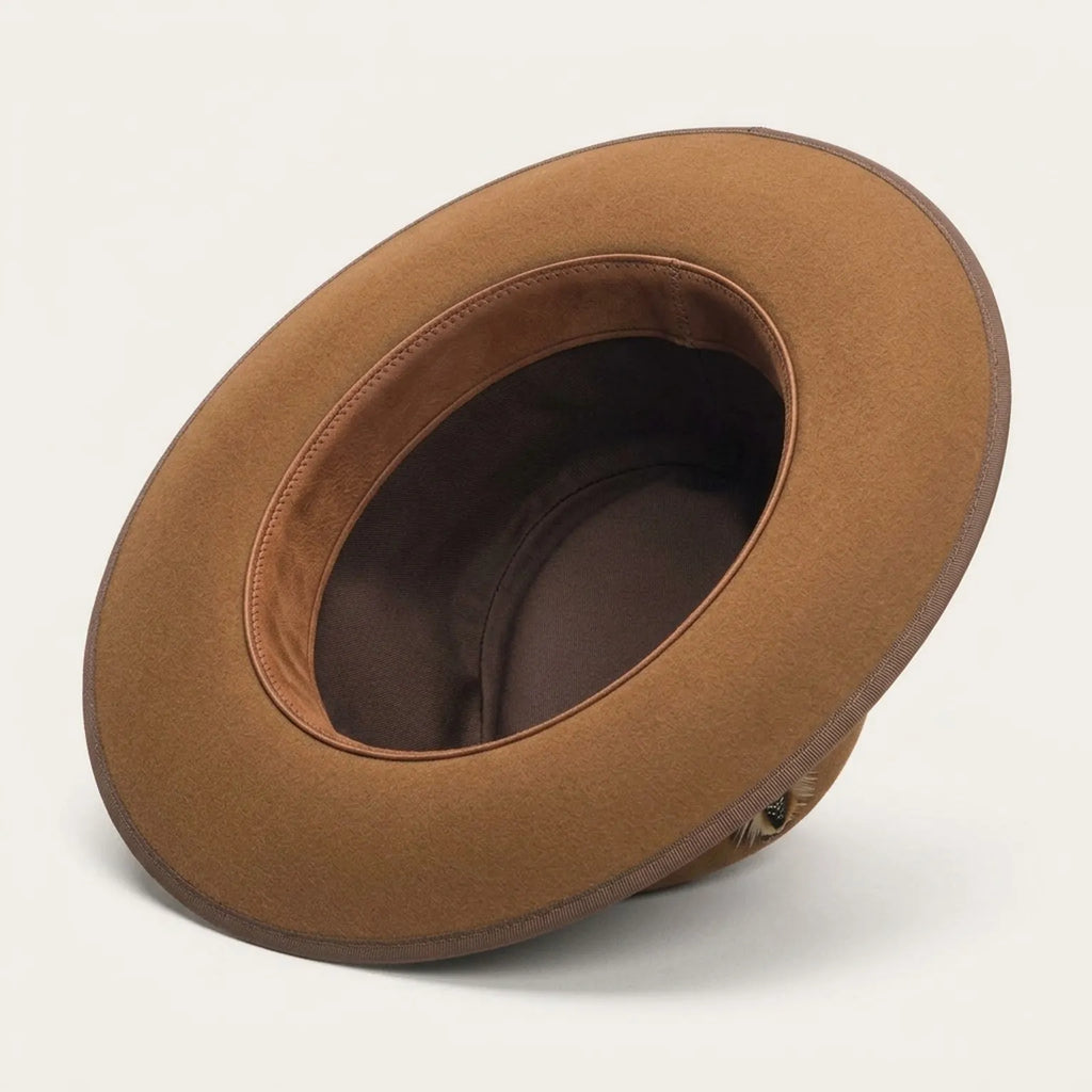 Caramel Brown Wool Felt Western Hat with Dark Band Strap