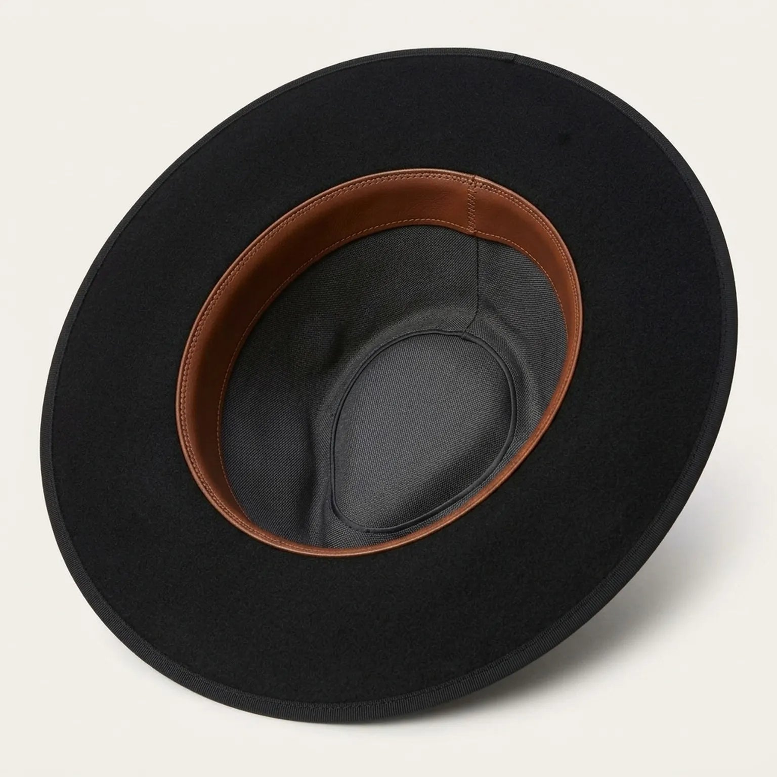 Black Wool Felt Fedora with Classic Pinch Crown and Grosgrain Band