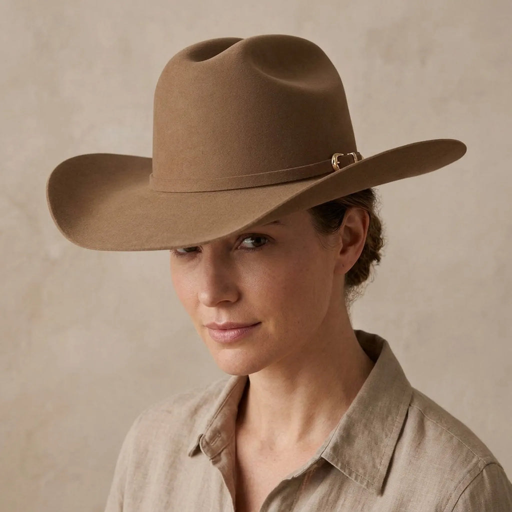 Western Wool Felt Hat with Leather Band for Everyday Ranch Style