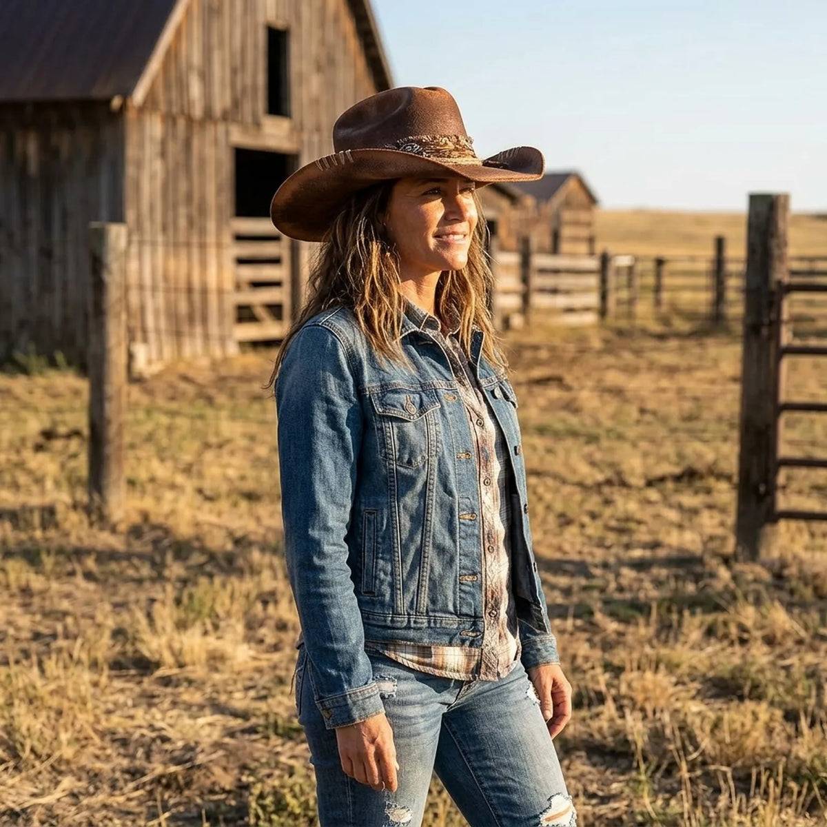 Distressed Brown Cowboy Hat with Paisley Bandana and Jute Rope
