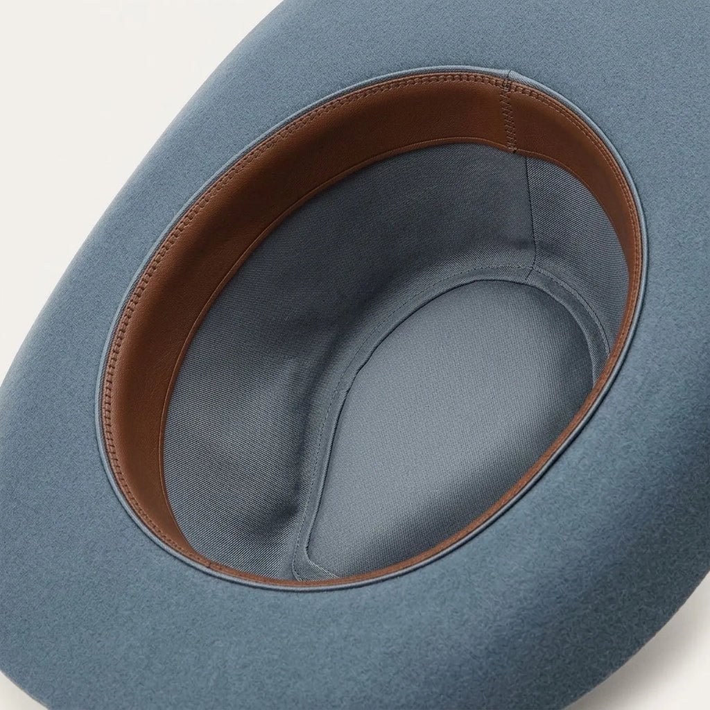Slate Blue Felt Western Hat With Tied Fabric Band