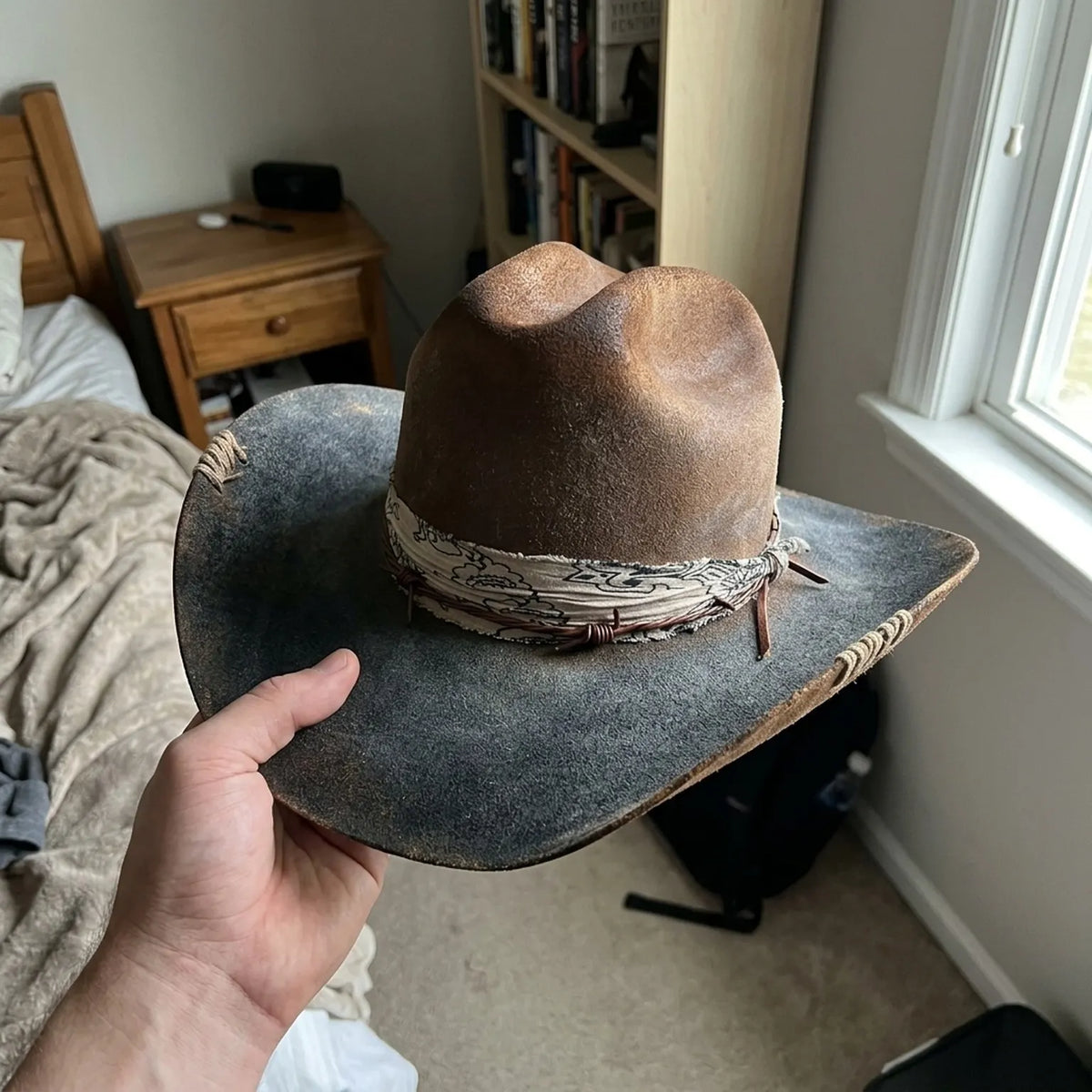 Brown Rust Wool Felt Cowboy Hat with Barbed Wire Band
