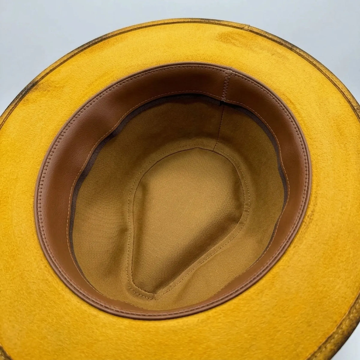 Mustard Yellow Wide Brim Hat with Crocodile Band Detail