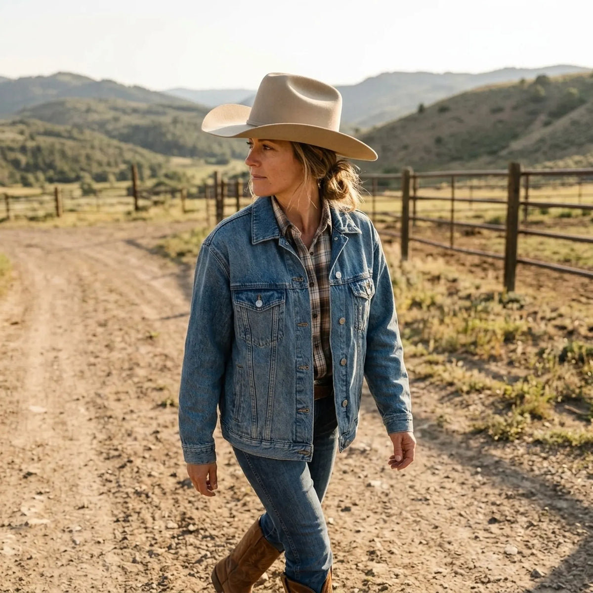 Camel Felt Cowboy Hat with Pinched Crown and Curved Brim