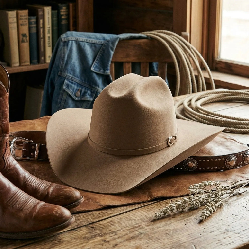 Western Wool Felt Hat with Leather Band for Everyday Ranch Style