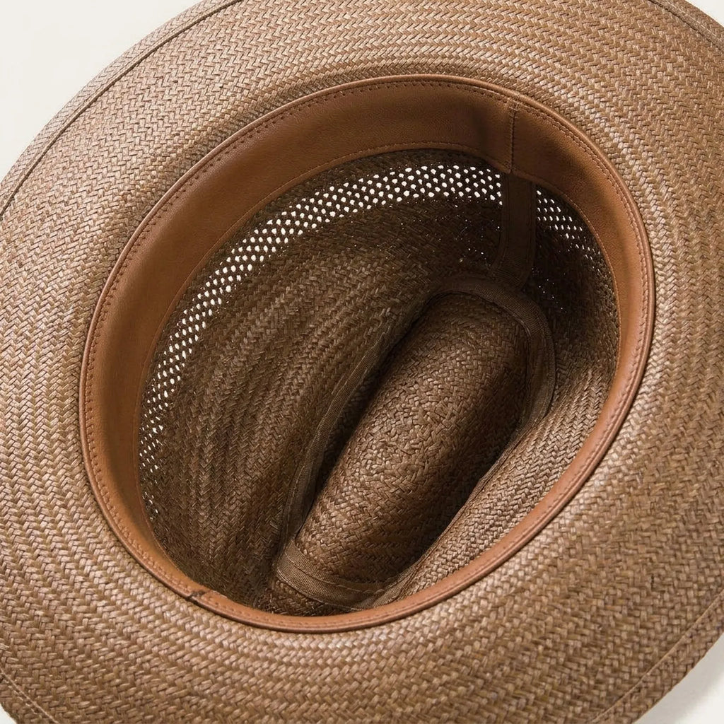 Taupe Brown Straw Fedora Hat with Dark Grosgrain Ribbon