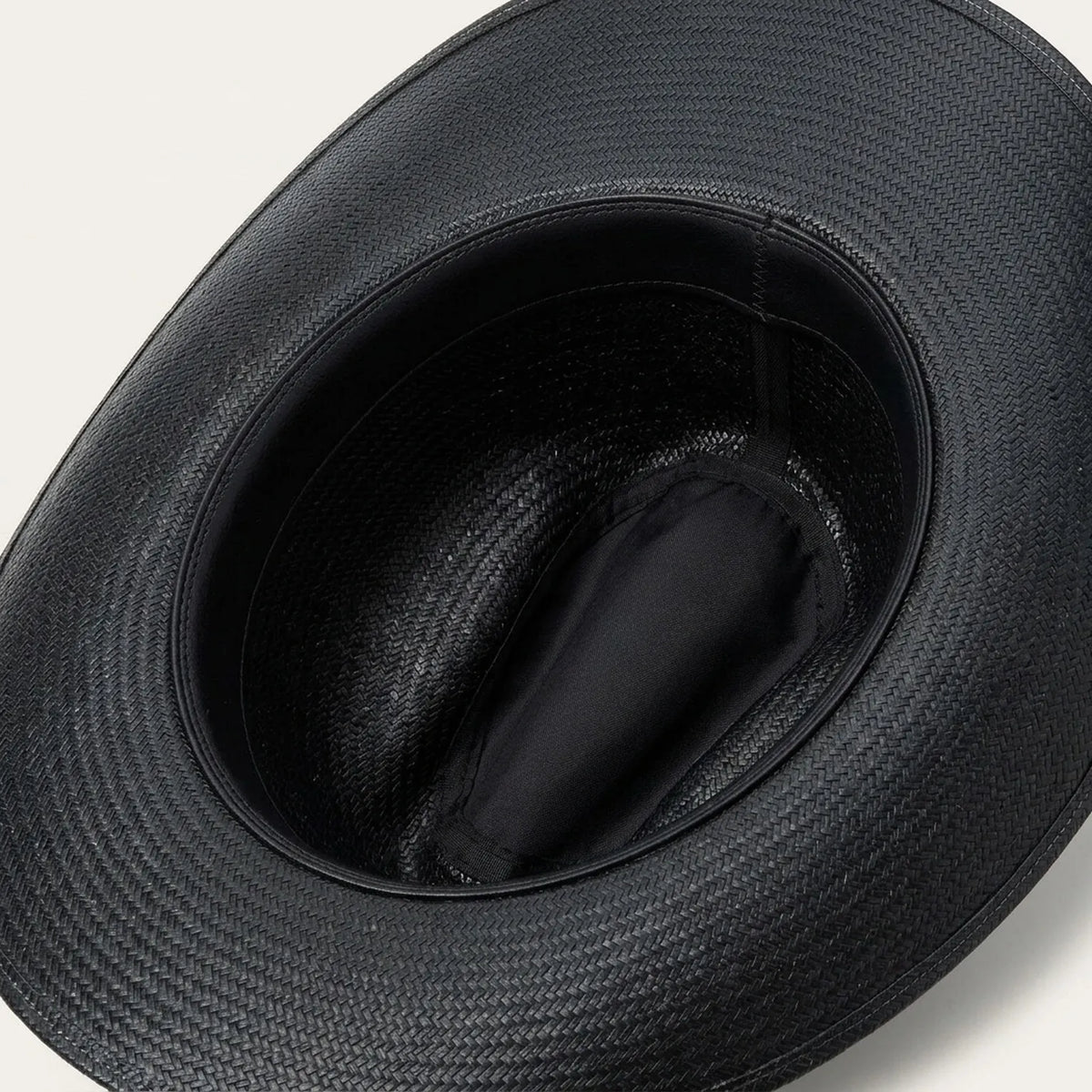 Black Straw Western Hat with Vented Crown and Ribbon Tie