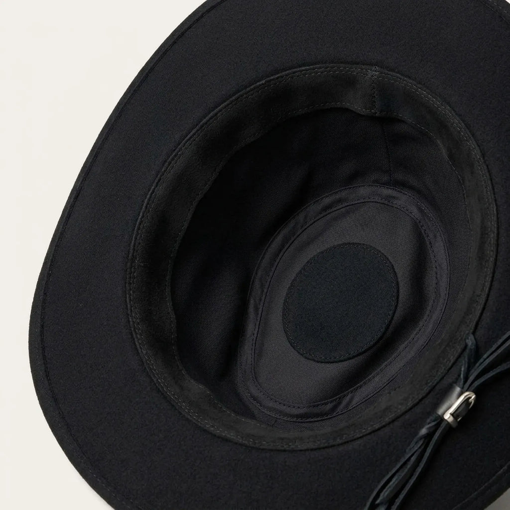 Unisex Black Wool Felt Cowboy Hat with Leather Band