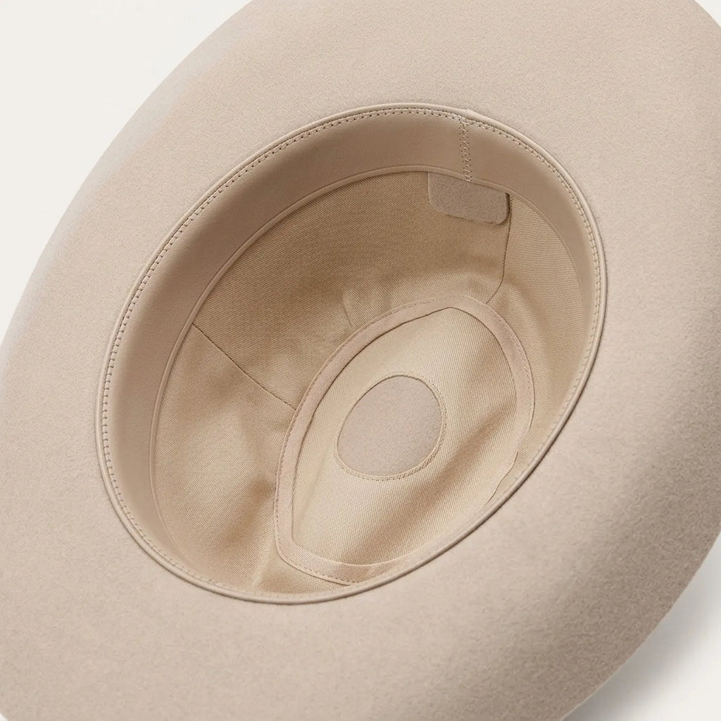 Camel Felt Cowboy Hat with Pinched Crown and Curved Brim