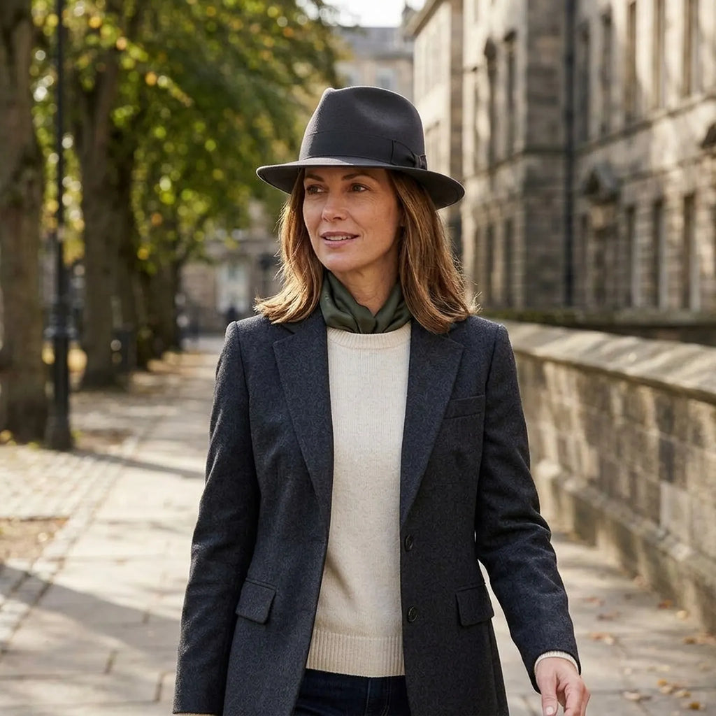 Classic Charcoal Wool Felt Fedora Hat for Everyday Look