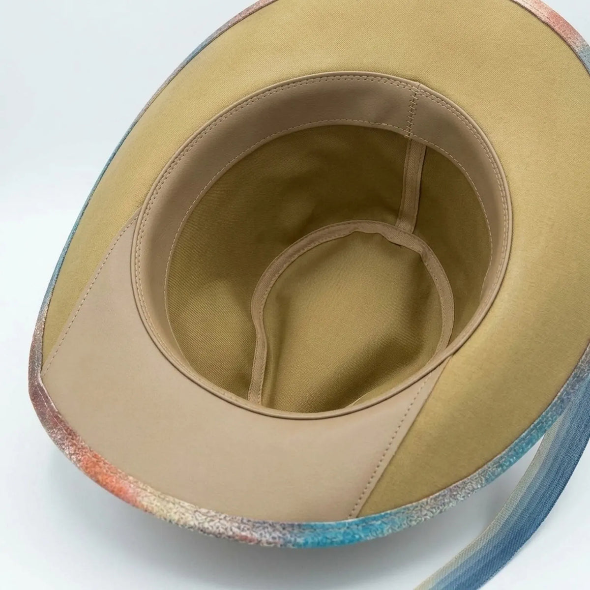 Tie-Dye Festival Fedora in Sunset Tones with Feather Chain