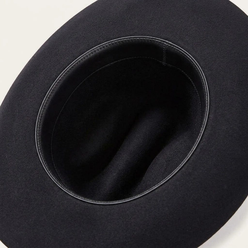 Black Felt Cowboy Hat with Curled Brim and Grosgrain Ribbon