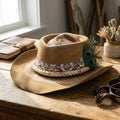 Western Cowboy Hat with Peacock Feather and Rope Band