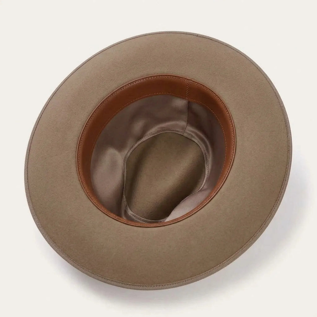 Tan Felt Fedora Hat with Grosgrain Ribbon Band Detail